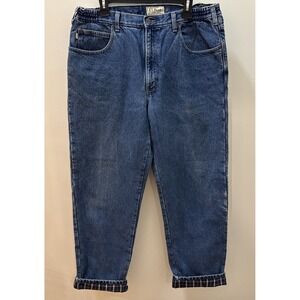 LL Bean Jeans Size 38X32  Mens Straight Comfort Waist Blue Denim HEMMED to 32"